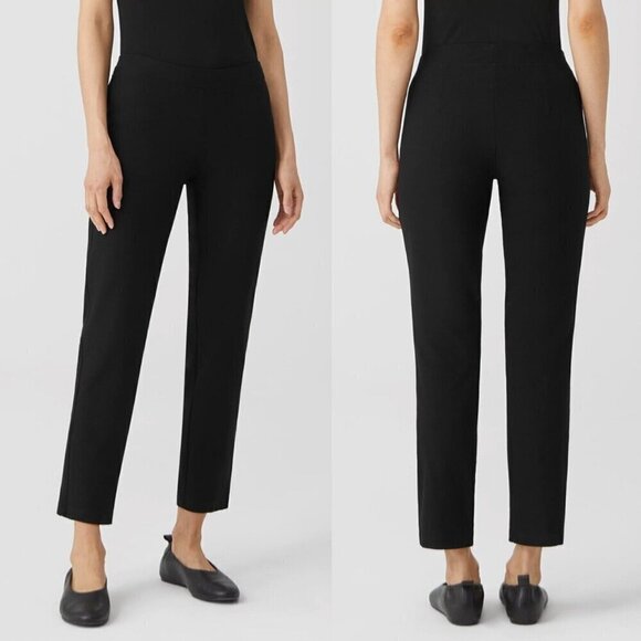 Eileen Fisher System Washable Stretch Crepe Slim Ankle Pant Black Women’s Size S - Picture 5 of 11